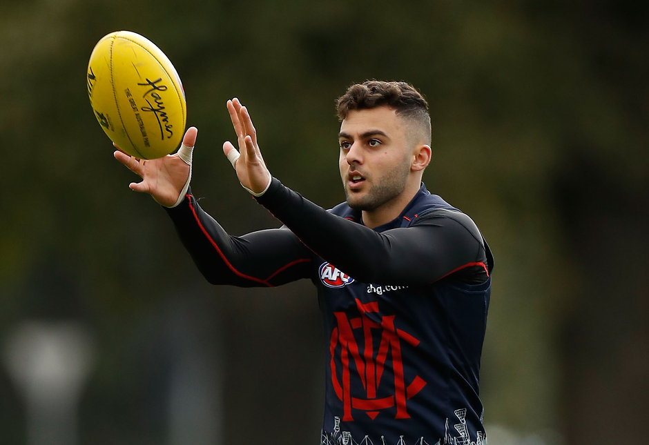 AFL 2016 Training - Melbourne 110516 MELBOURNE, AUSTRALIA - MAY 11: Christian Salem of the Demons in action during the Melbourne Demons training session at Gosch's Paddock in Melbourne on May 11, 2016. (Photo by Michael Willson/AFL Media)